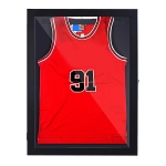 HOMCOM 32" x 24" Wooden Wall Mounted Jersey Memorabilia Shadow Box Display Case with Latch - Black