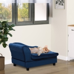 PawHut Couch For Dogs Pet Sofa Dog Couch Chaise Lounge Pet Bed with Storage Function Small Sized Dog Various Cat Sponge Cushioned Bed Lounge, Blue