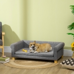 PawHut Modern Pet Sofa Cat or Medium Large Dog Bed W/ Removable Seat Cushion, Dark Grey