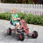 Aosom Kids Pedal Go kart With Adjustable Seat Rubber Wheels Handbrake Clutch Red