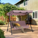 Outsunny Metal 3-Seater Swing Chair Outdoor Cushioned Porch Swing