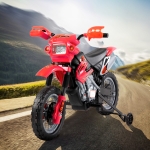 Aosom 6V Kid Electric Ride On Motorcycle Powered Dirt Bike Battery Scooter For 3-6 Year Old Kids Toddlers W/ Training Wheels Red