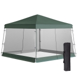 Outsunny 12' x 12' Pop Up Canopy, Foldable Canopy Tent with Carrying Bag, Mesh Sidewalls and 3-Level Adjustable Height for Outdoor, Garden, Patio, Party, Green