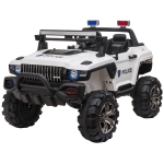 Aosom 53" L 2-Seater 12V Police Car Ride On Truck with Remote Control, Battery Operated Electric Car for Kids with Suspension, MP3 Player, Lights, Music, Horn, White