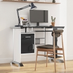 HOMCOM Computer Desk Table Home Office Furniture with Keyboard Tray and CPU Stand, Black and White