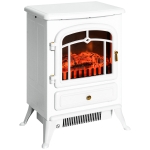 HOMCOM 22" Electric Fireplace Heater, Fireplace Stove with Realistic LED Flames and Logs, and Overheating Protection, 750W/1500W, White