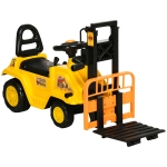 Aosom Kids Ride on Forklift with Fork and Tray, Kids Ride on Tractor with Under Seat Storage, No Power Kids Construction Truck with Treaded Wheels, Gifts for Age 3 - 4 Years Old