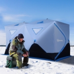 Outsunny Ice Fishing Tent 6-8 Person Portable Shelter with Ventilation Windows and Carry Bag Blue