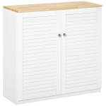 HOMCOM Storage Cabinet Kitchen Sideboard with Louvered Doors, Freestanding Floor Cabinet for Living Room, Hallway, White