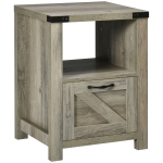 HOMCOM Industrial Side Table with 1 Drawer 1 Open Shelf and Big Tabletop for Living Room, Grey Oak