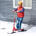 Qaba 2-in-1 Convertible All-weather Scooter Snow Street Amphibious w/ Wheels Blades Red