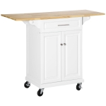 HOMCOM Kitchen Island Cart on Wheels with Extended Counter Drawer Cabinet Towel Racks Versatile Use