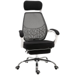 Vinsetto 360° Swivel High Back Office Chair Adjustable Height Recliner with Retractable Footrest Home Office - Black/White