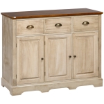 HOMCOM Sideboard Buffet Kitchen Sideboard Cabinet with 3 Drawers 3 Door Cabinets Adjustable Shelf for Living Room Natural