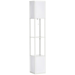 HOMCOM Modern Shelf Floor Lamp with Dual Ambient Light, Standing Lamp Living Room, Bedroom, 10.25"x10.25"x61.5", White