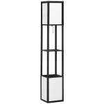 HOMCOM Modern Shelf Floor Lamp with Dual Ambient Light, Standing Lamp Living Room, Bedroom, 10.25"x10.25"x61.5", Black