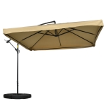 Outsunny Offset Patio Umbrella with Net and Umbrella Base, Adjustable Cantilever Canopy with Cross Base, Weight Plates and 8 Ribs for Backyard, Poolside, Garden, Beige