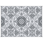 Outsunny 9x12 Waterproof Reversible Outdoor Rug for Camping, Backyard, Picnics, Beach, Deck Gray & White Floral