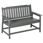 Outsunny Outdoor Bench, 2-Person Park Style Garden Bench with All-Weather HDPE, 704 lbs. Weight Capacity Porch Bench with Slatted Back & Armrests, Dark Gray