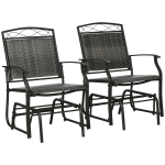 Outsunny Set of 2 Outdoor Glider Chairs, Porch & Patio Rockers for Deck with PE Rattan Seats, Steel Frames for Garden, Backyard, Poolside, Gray