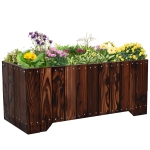 Outsunny 37.5"x15"x15.75" Raised Garden Bed, Wooden Planters for Outdoor Plants, Rectangle Vegetable Planter Box for Patio Deck Balcony Outdoor Gardening