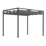 Outsunny 10x7ft Pergola with Retractable Roof Outdoor Patio Sun Shelter Garden Grape Tent Water-resistant Yard Shade Grey