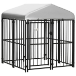 PawHut 4' x 4' Dog Kennel, Outdoor Dog Playpen Run with Waterproof, UV Resistant Canopy, Heavy-Duty Chain Link for Small and Medium Dogs