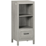 kleankin Short Bathroom Storage Cabinet, Bathroom Organizer with Open Compartments and Drawer for Living Room, Gray