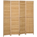 HOMCOM Hand Woven Room Divider, 4 Panel Bamboo Folding Privacy Screen for Home Office, 47.25"x67"x0.75", Natural