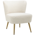 HOMCOM Lounge Chair for Bedroom Living Room Chair with Soft Upholstery and Gold Legs White