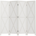 HOMCOM 4-panel Wall Partition Farmhouse Room Separator with Foldable Design Wooden Frame 5.6FT, White