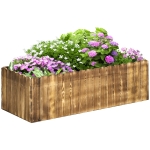 Outsunny 40" x 16" x 12"  Wooden Raised Garden Bed, Raised Planter Box, Planter Raised Bed with Drainage Holes, Natural