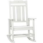 Outsunny Outdoor Rocking Chair, All Weather-Resistant HDPE Rocking Patio Chairs with Rustic High Back, Armrests, Oversized Seat and Slatted Backrest, 350lbs Weight Capacity, Light Gray