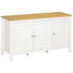 HOMCOM Sideboard, Buffet Cabinet with Doors and Adjustable Shelves for Living Room, Entryway, White and Natural