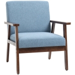 HOMCOM Comfy Accent Chairs with Cushioned Seat, Upholstered Linen-Feel Armchair for Bedroom, Living Room, Blue