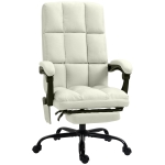 Vinsetto Massage Office Chair with 4 Vibration Points, Reclining Computer Chair with USB Port and Footrest - Cream White
