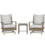 Outsunny Patio Bistro Set, Porch Furniture with Soft Cushions and Rocking Function for Yard, Lawn, Porch, Light Gray