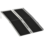 HOMCOM Textured Aluminum Folding Wheelchair Ramp, Portable Threshold ...