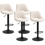 HOMCOM Modern Bar Stools, Swivel Bar Height Barstools Chairs with Adjustable Height, Round Heavy Metal Base, and Footrest, Set of 4, Cream White