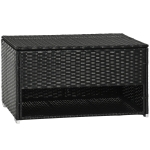 Outsunny Outdoor Deck Box & Shoe Storage, PE Rattan Wicker Towel Rack with Liner for Indoor, Outdoor, Patio Furniture Cushions, Pool, Garden Tools, Black