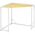 HOMCOM Space-Saving Corner Desk, Small Computer Desk with Metal Frame, Writing Desk for Home Office, Small Spaces, Natural