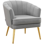 HOMCOM Fabric Armchair, Modern Accent Chair with Gold Metal Legs for Living Room, Bedroom, Home Office, Grey