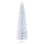 HOMCOM 7' Decorated Christmas Tree Snow Flocked Artificial Christmas Tree with Pencil Shape, Realistic Branches, White