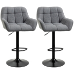 HOMCOM Swivel Barstools Set of 2 Adjustable Bar Stools with Footrest Armrests and PU Leather Back for Dining Room Grey