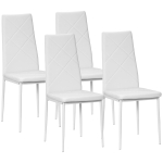 HOMCOM 4 Set Dining Chairs High Back Faux Leather Kitchen Chairs for Living Room Kitchen White