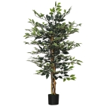 HOMCOM 4.3FT Artificial Ficus Tree, Fake Tree with Leaves, Faux Plant in Nursery Pot for Indoor Decoration