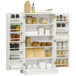 HOMCOM Freestanding Kitchen Pantry Cabinet, Kitchen Sideboard Cabinet with 12 Door Shelves, Double Doors, 5-tier Shelving, Paper White