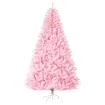 HOMCOM 7' Artificial Pink Christmas Trees, with Auto Open, Steel Base, Wide Shape for Indoor Xmas Decoration