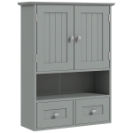 kleankin Bathroom Wall Cabinet with 2 Drawers, Modern Medicine Cabinet with 2 Doors and Open Shelf, Over the Toilet Storage Organizer for Living Room, Kitchen，20" x 7" x 26", Grey