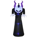 HOMCOM 7' Halloween Inflatables Outdoor Decorations Pumpkin Reaper Decoration, Ghost Blow Up LED Yard Decor for Garden, Lawn, Party, Holiday, Waterproof